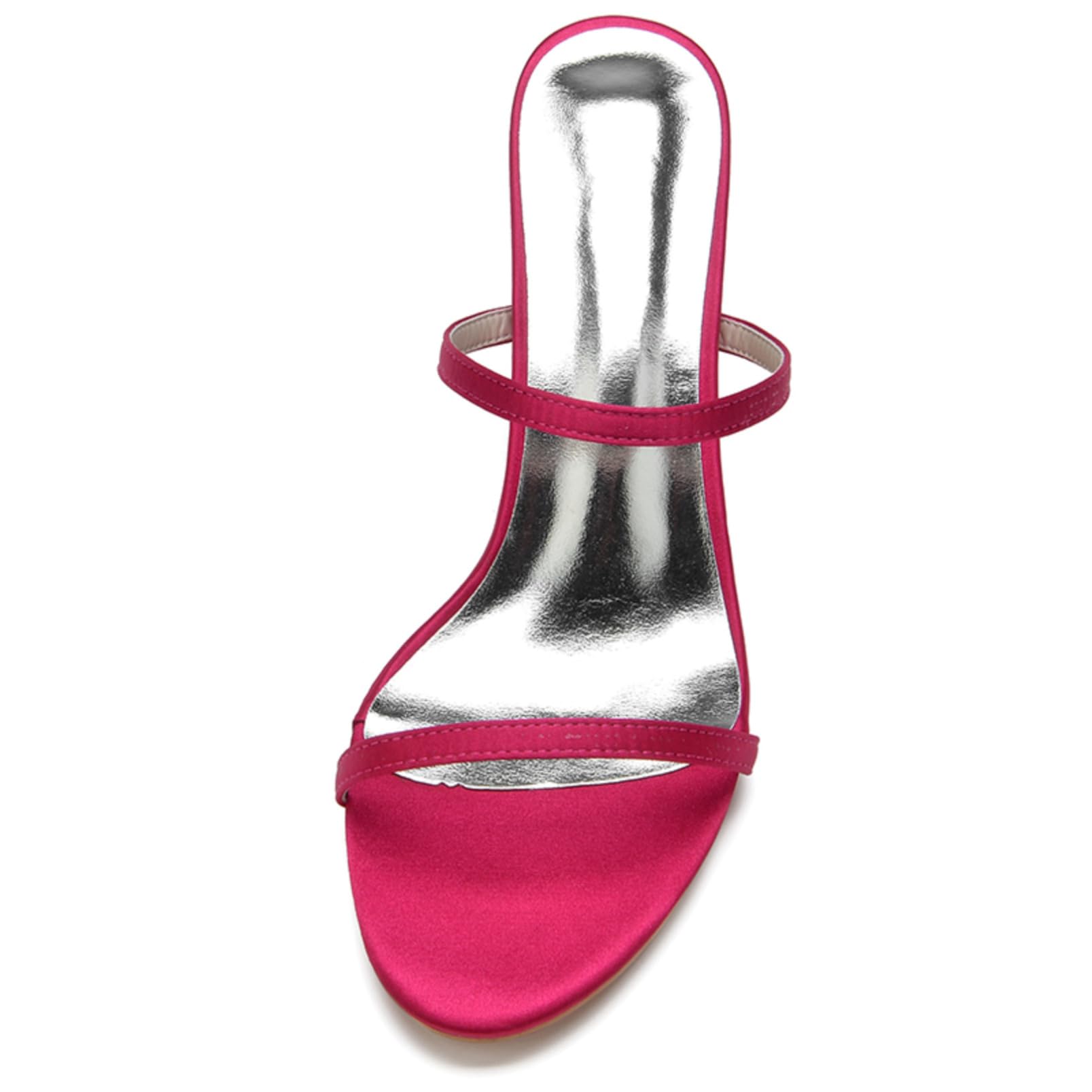 Donna Scarpe da Sera Feste A Punta Aperta Tacchi Alti A Blocchi Grossi Sandali da Ufficio Scarpe da Sposa Scivolare su Punta Rotonda Scarpe da Sera in Tinta Unita