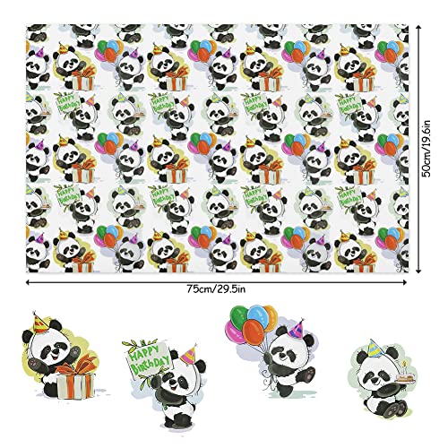 Panda Gift Wrapping Paper For Happy Birthday, Cute Pandas Balloons Wish Birthday Wrapping Paper For Baby Boys Girls Children Animal Baby Shower Kindergarten Party Xmas Gifts Wraps #TOP1