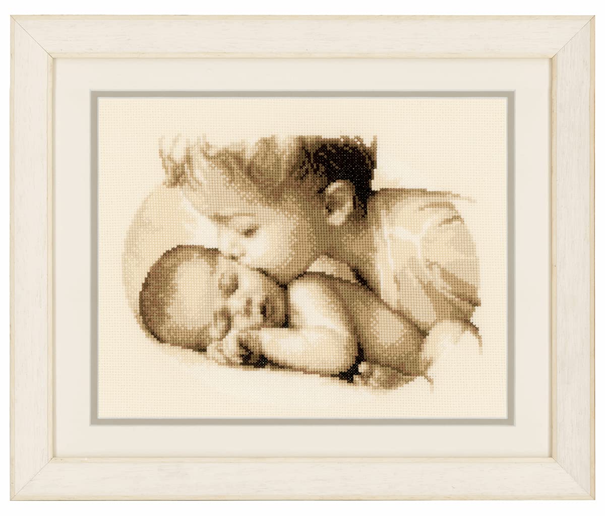 Vervaco Beige Counted Cross Stitch Kit Brotherly Love Aida, One 14Ct