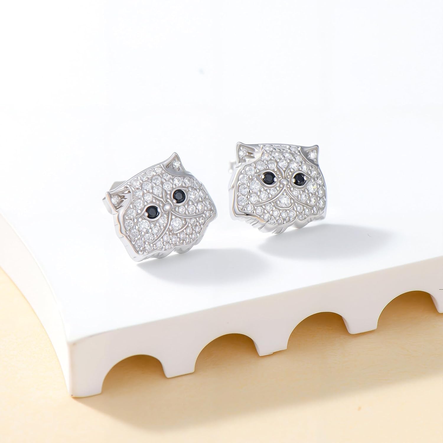 S925 Sterling Silver Cat Stud 11 Bareeds of Cats Earring for Women