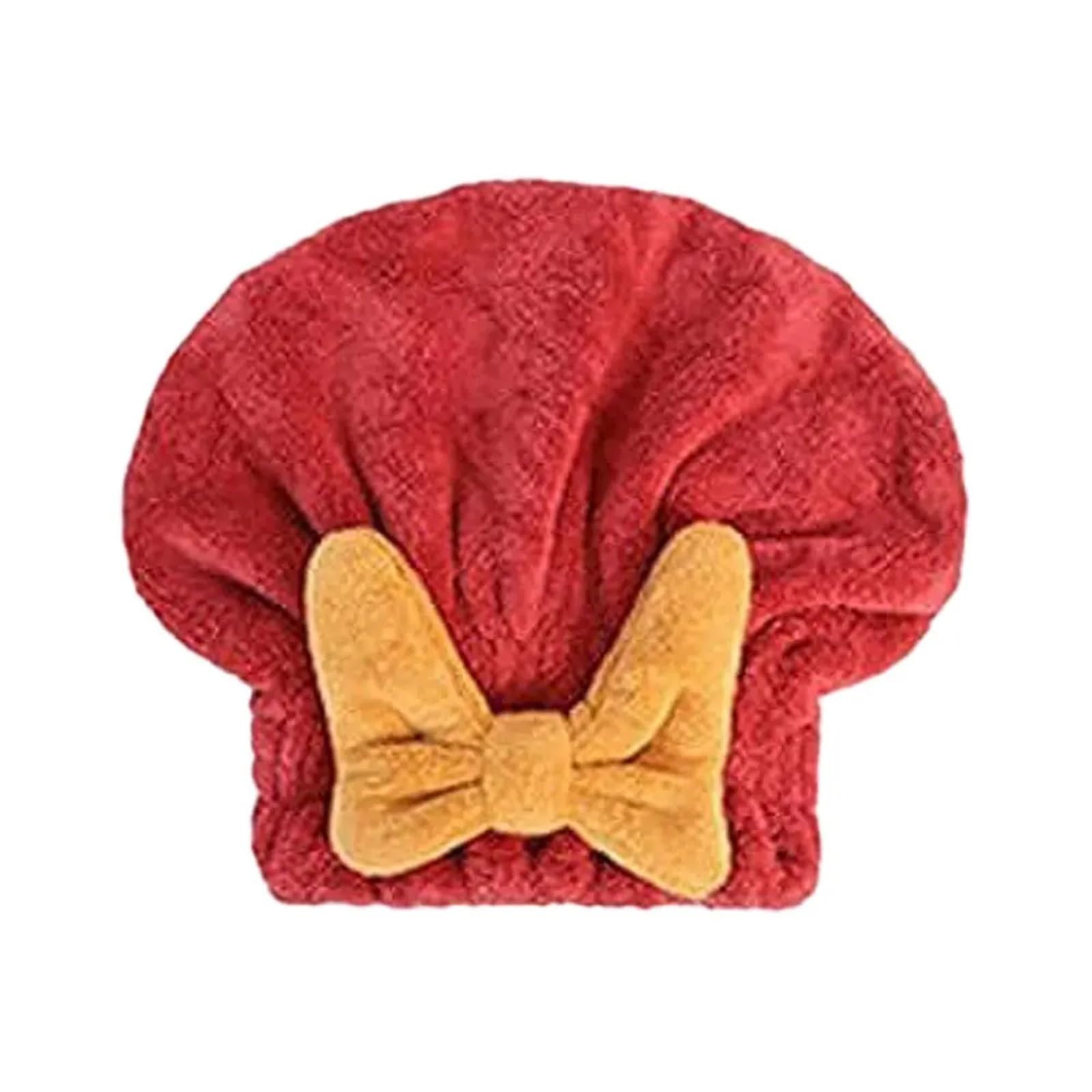 YXINAER Hair Drying Cap Coral Velvet Hair Drying Towels Super Absorbent Turban Towel Cap Quick Dry Head Wrap with Bow-Knot Shower for Wet(Red,4PCS)