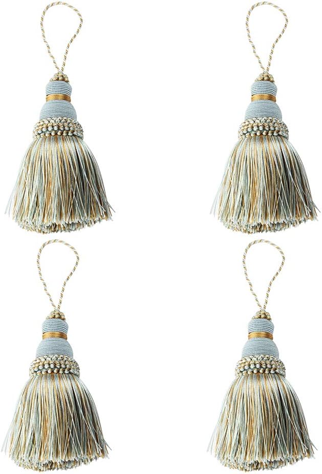 Fenghuangwu Colorful Tassel Key Tassel DIY Accessories for Curtain and Home Decoration-Mix blue-4PCS