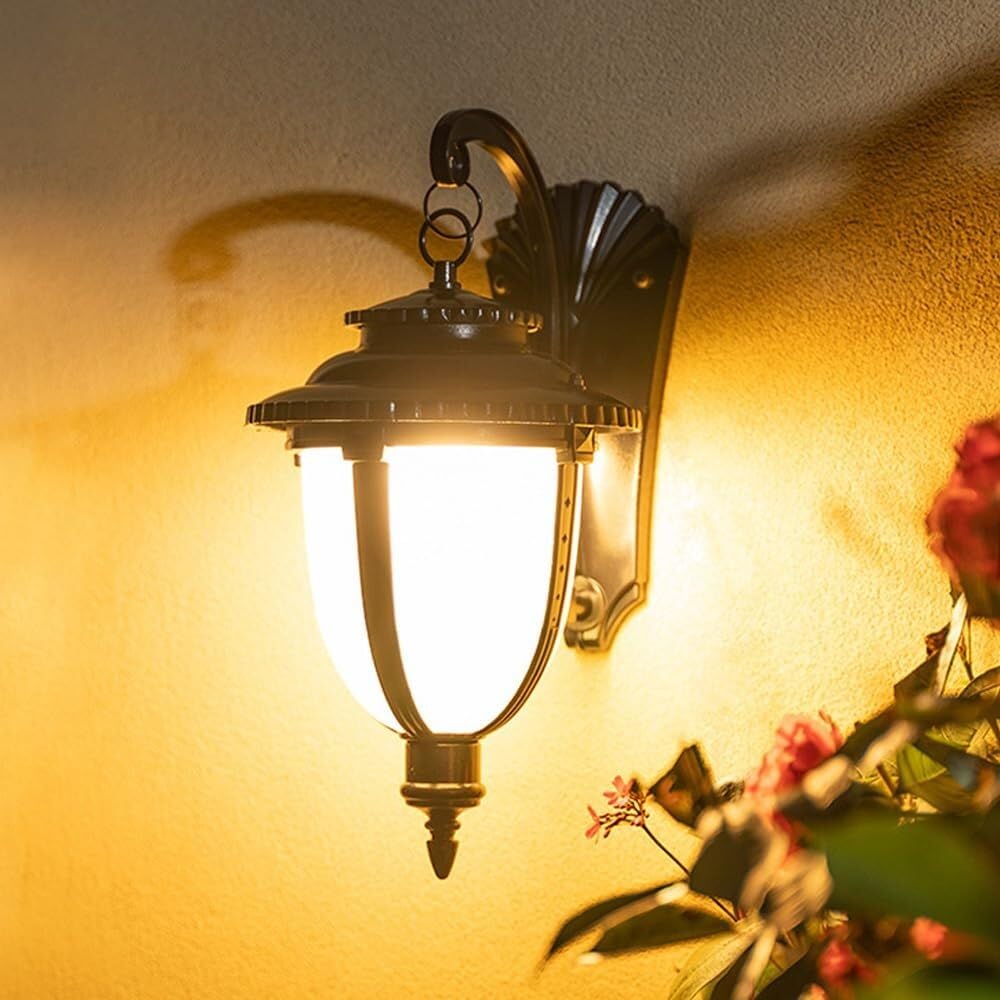 Wejścia Lampa Zewnętrzna Wodoodporne Zewnętrzne Lampy Ścienne Aluminiowe Kinkiety E27 Szklana Latarnia Ogrodowa Lampa Ścienna Na Taras Balkon Oświetlenie Ogrodu(Black,4 Pack)