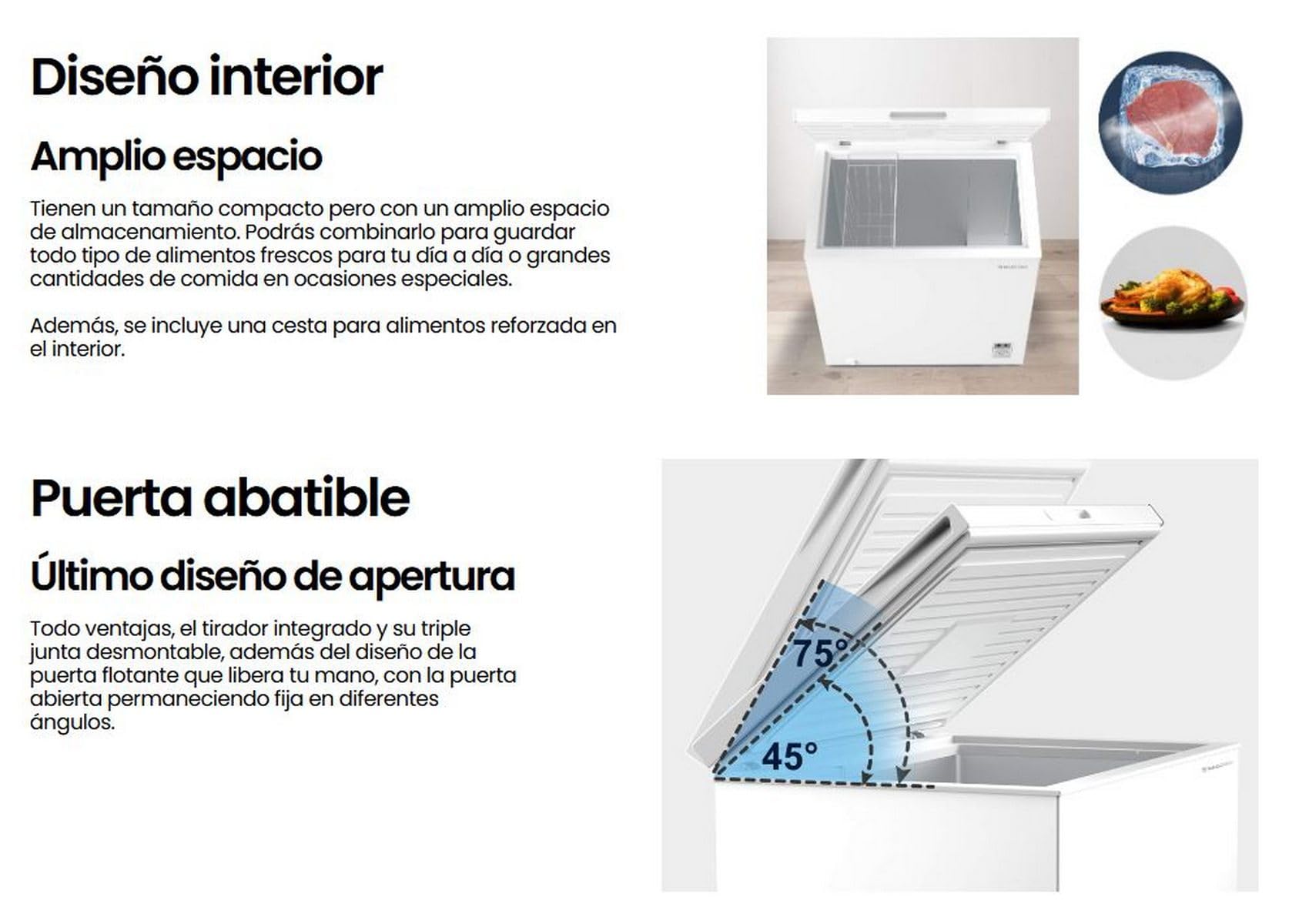 MILECTRIC Congelador Arcon ARC-N01-99 Litros, A+/F, Función FAST FREEZE, Dual System, Control de temperatura
