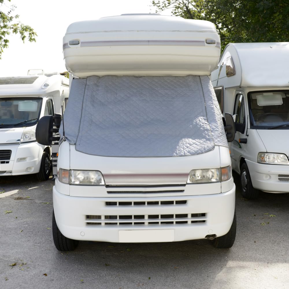 UK Custom Covers Passend für Fiat Ducato (1994–2006) Thermo-Windschutzscheibenabdeckung mit verlängerter Lüftungsklappe (grau) – TSW900GREY