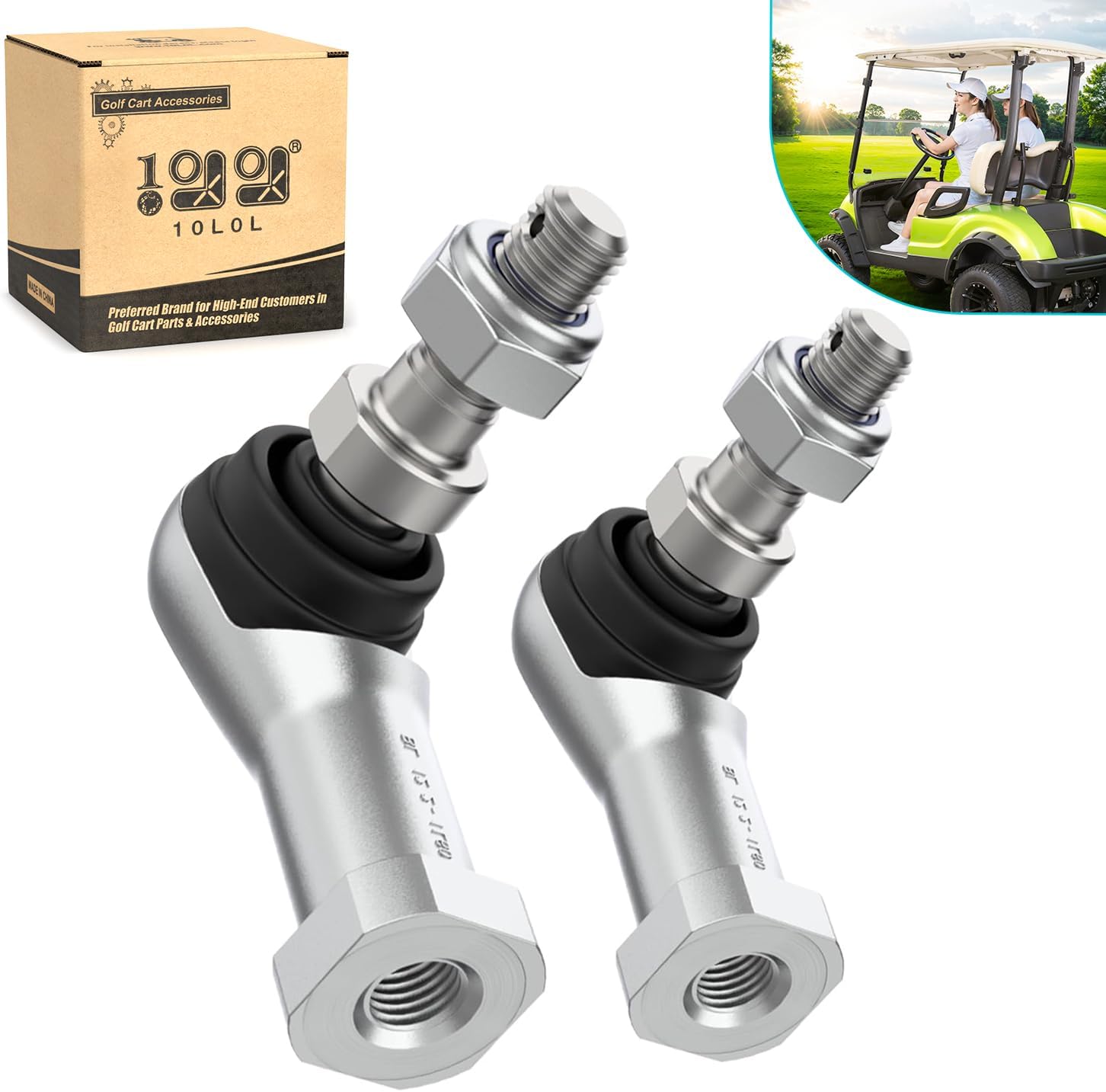 10L0L Outer Tie Rod End for Yamaha G22, G27, G29 Drive Gas and Electric Golf Cart 2003-Up, 2 Packs Ball Joint Kit, Replace OEM JU0-F3841-00, JU0-F3841-00-00