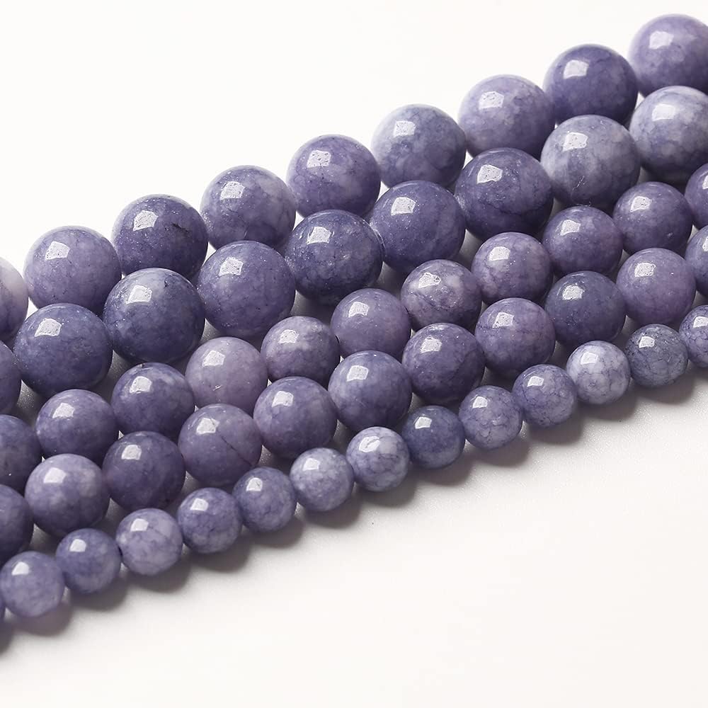 8mm 45pcs Natural Purple Angelite Stone Beads Lavender Gemstone Round Loose Beads for Jewelry Making DIY Bracelet Necklace Earrings Purple Angelite Stone Beads 8mm