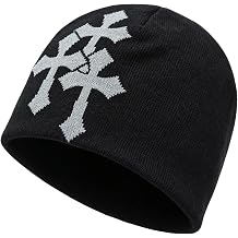 Y2K Cross Knitted Beanie, Winter Hat with Cross Pattern Y2K Accessories, Unisex Cold Weather Hat for Autumn & Winter