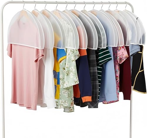 Fundas de plástico para colgar la ropa (juego de 12) protectores de ropa de armario, funda transparente transpirable con refuerzo de 2 pulgadas para