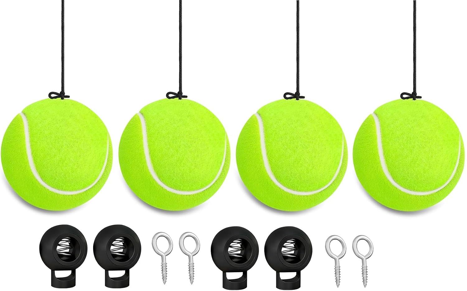 4PCS Garage Parking Aid Ball, Garage Parking Assist, Hanging Aid-Parking Guide System with Adjustable Rope & Screw Hooks, Garage Stop Indicator Parking Assist Ball for Cars (Tennis Ball/4PCS)