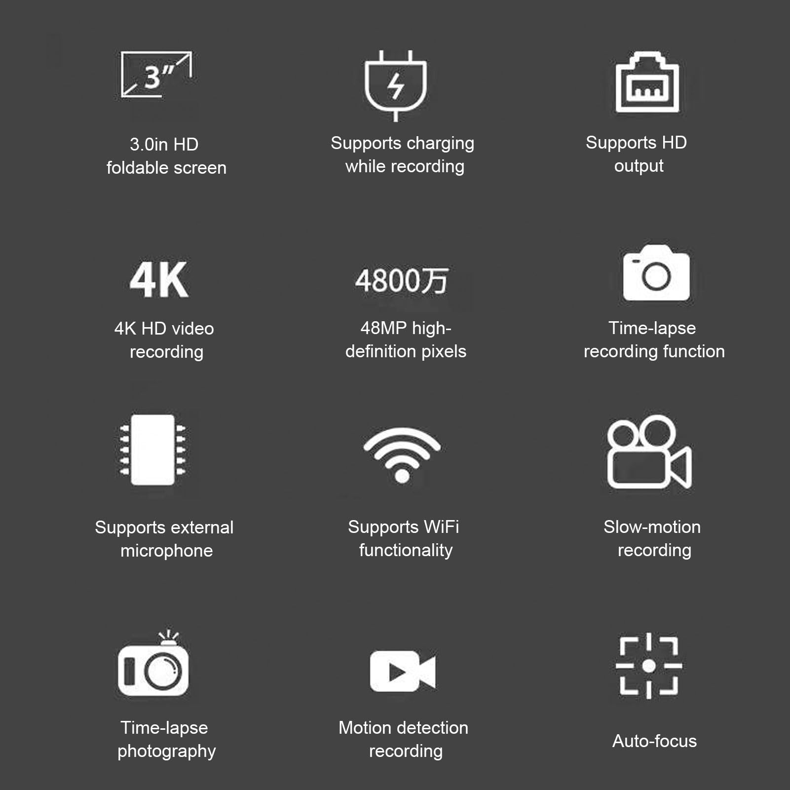 Amazon | コンパクト 4K 48MP Autofoucs デジタルカメラ、16X ズーム、WiFi、広角レンズ、マクロ レンズ、フリップスクリーン、一時停止機能、写真およびビデオ用三脚マウント (ORANGE) | デジタルカメラ 通販