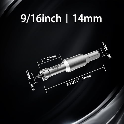 Miniatura 274 de Mollom Sierra perforadora de carburo resistente (2-1/2 pulgadas 2.520 in) con 2 brocas piloto, corte de agujeros de acero inoxidable, acero suave