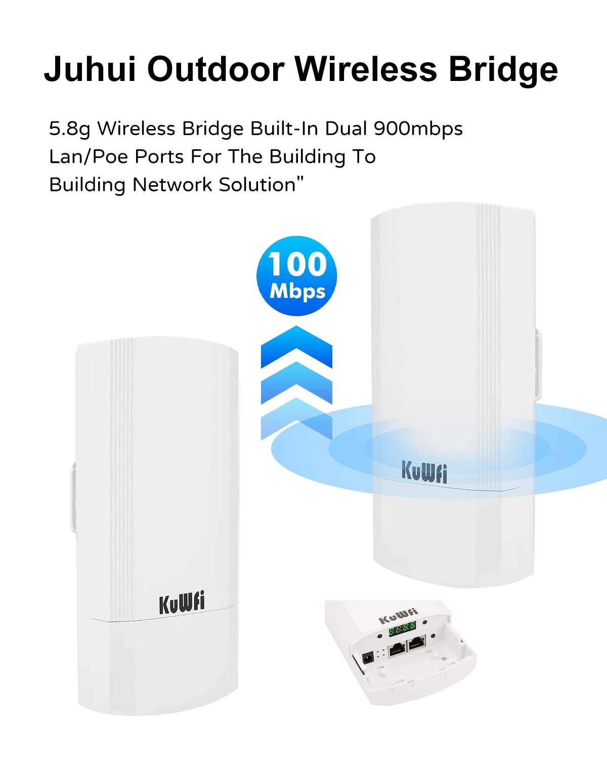 Zewnętrzny punkt dostępowy 2-pak 900 Mbps Zestaw dalekiego zasięgu wewnątrz-na zewnątrz bezprzewodowy punkt dostępu CPE obsługuje 1KM Rozwiązanie dla PTP, PTMP