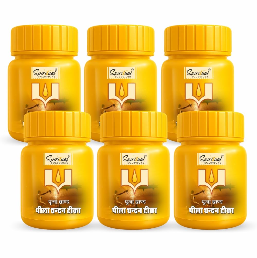 SPIRITUAL SOLUTIONS Pure Chandan Tika Paste Yellow Pack of 6 - (40 ML Each) | Sandalwood Paste with Long Lasting Fragrance | Chandan Tilak for Daily Worship-image-31