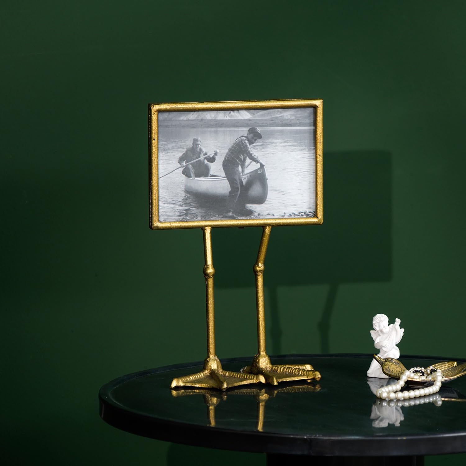 NIKKY HOME Flamingo Duck Paw Gold Picture Frame 5x7 with High Definition Glass for Table Top Desktop Display, Hawaiian Tropical Theme Elegant Gift Photo Frames for Family Friend Kid