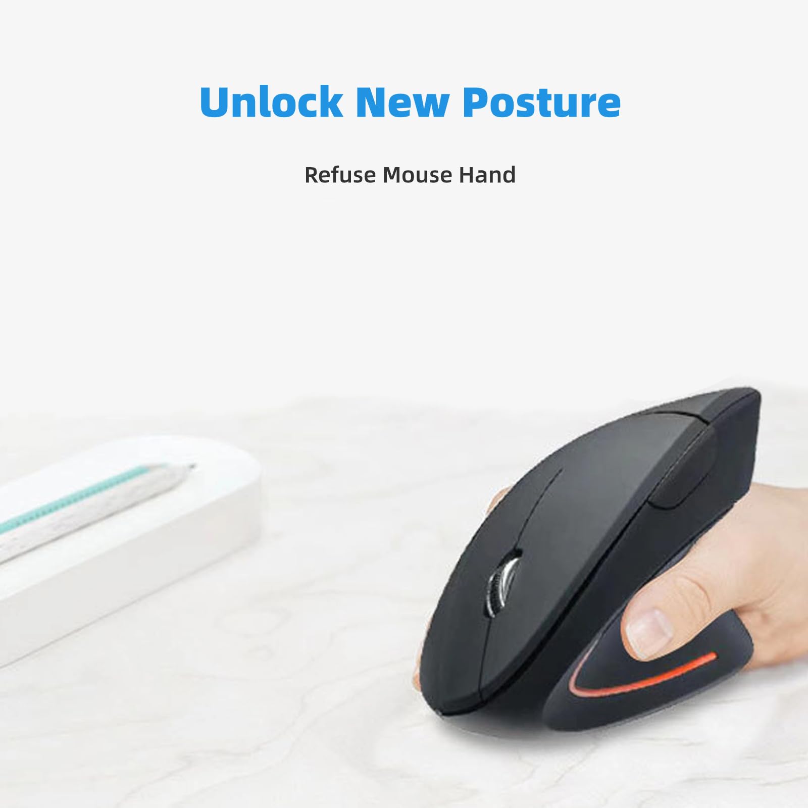 Mouse Verticale Bluetooth Ricaricabile TECKNET - Ergonomico, 4800 DPI, Per Destrimani, Nero - Foto 10