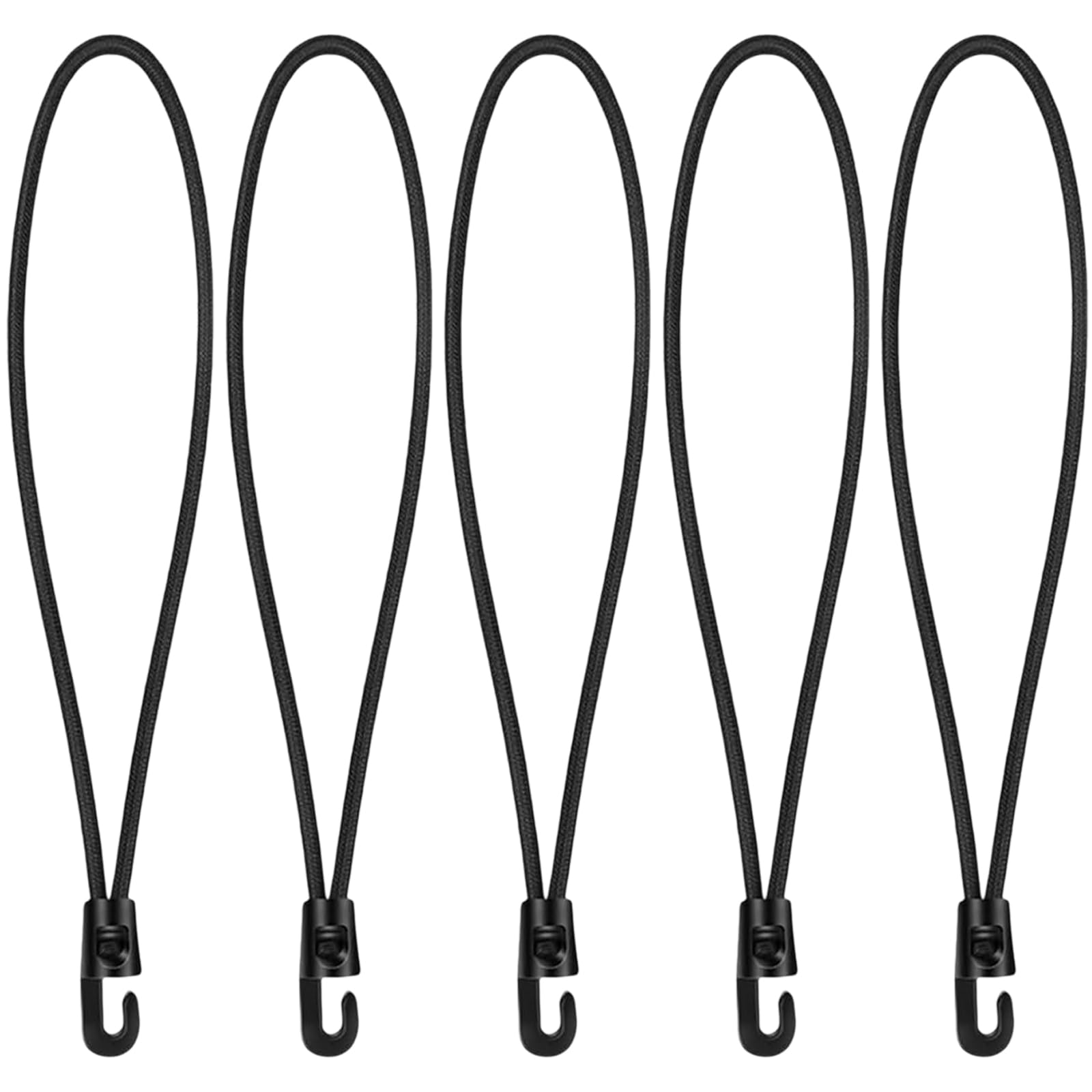 15 Pezzi Corde Elastiche con Gancio 26cm, Elastici con Gancio Neri Professionali per Fissaggio Teloni, Tende da Campeggio, Portapacchi Auto e Bici, Set Tenditori Elastici Resistenti