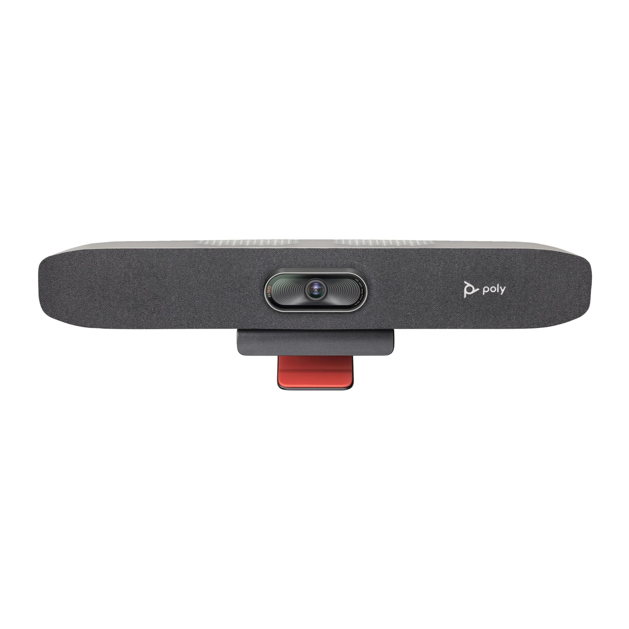Poly Studio R30 – 4K-Videokonferenzsystem (Plantronics) – Kamera, Mikrofon & Lautsprecher für kleine Räume – Moderatoren-Tracking, NoiseBlockAI, Sprecher-Framing – Plug & Play, Kompatibel: Teams, Zoom