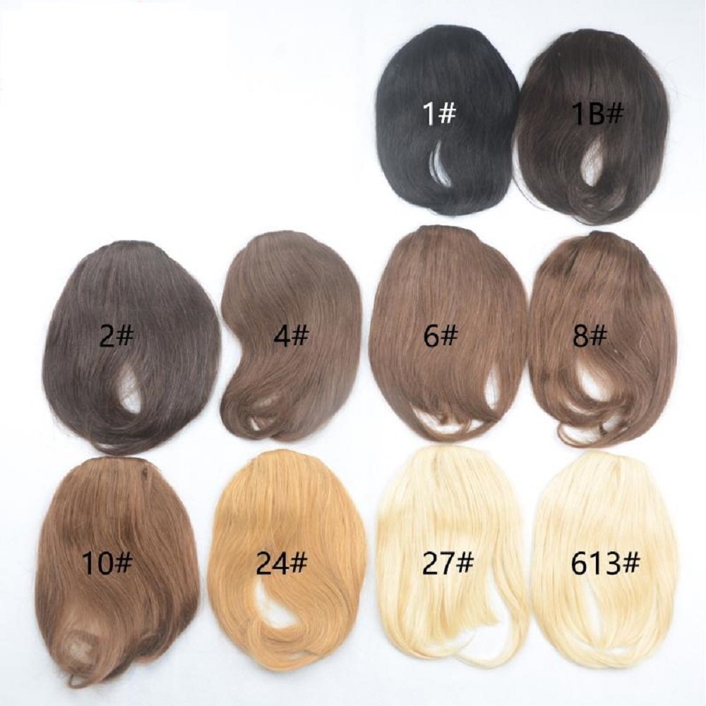 Clip In Human Hair Fringe, 100% Human Hair (Medium Brown #6) - Image 2