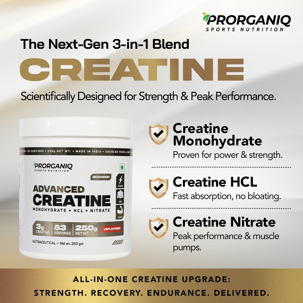 Advanced Creatine Monohydrate + HCL + Nitrate | 3-in-1 Formula | Micronized Powder for Men & Women (100 Grams, Unflavoured) — Amazon image 6