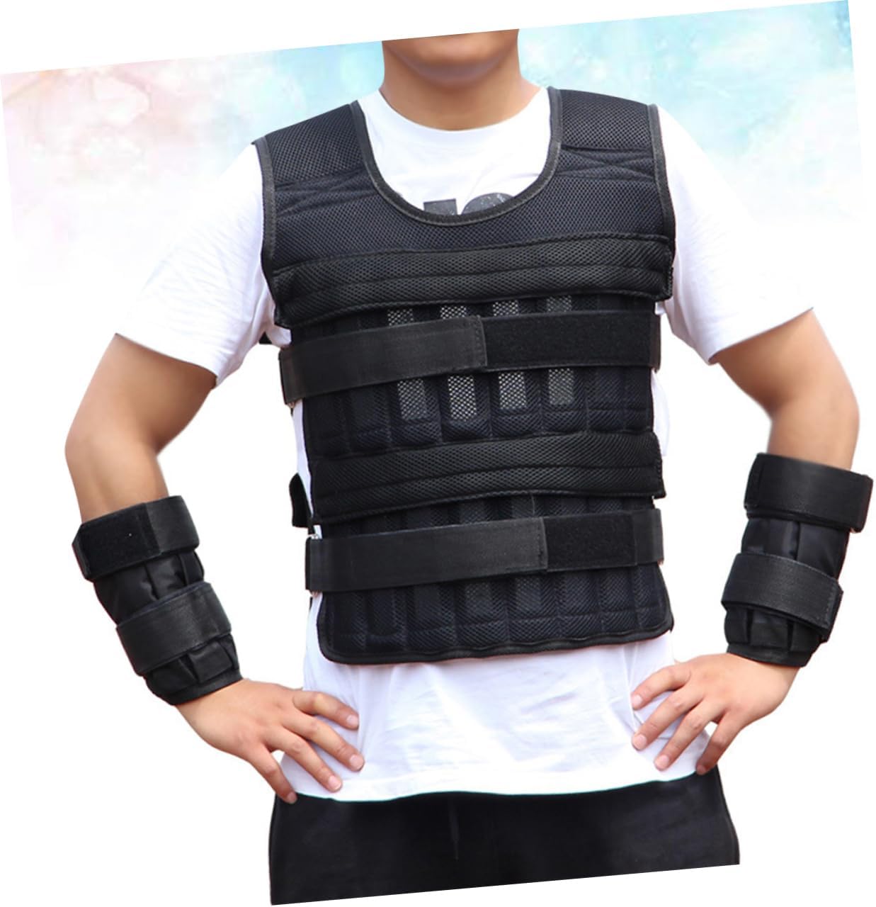 1Set Adjustable Weight Bearing Vest for Running Sports Sleeveless Garment for Strength Training Jogging Walking Unique Design Prevents Plate Fall Off