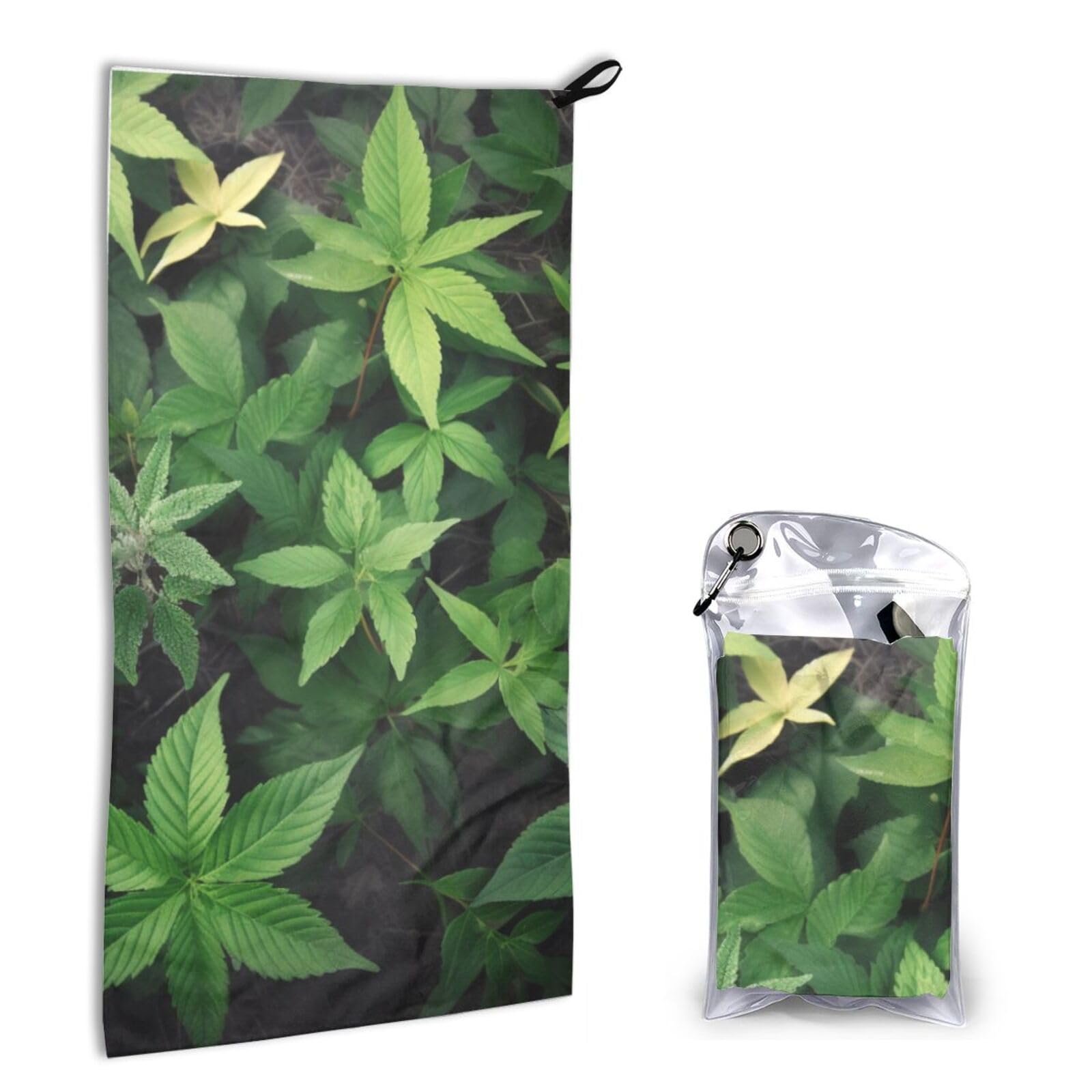 BWWHCCTI Quick Dry Hand Towel With Bag - Leaves Plants Printed Super Absorbent Face Cloth Microfiber Travel Sports Towels 40x80cm