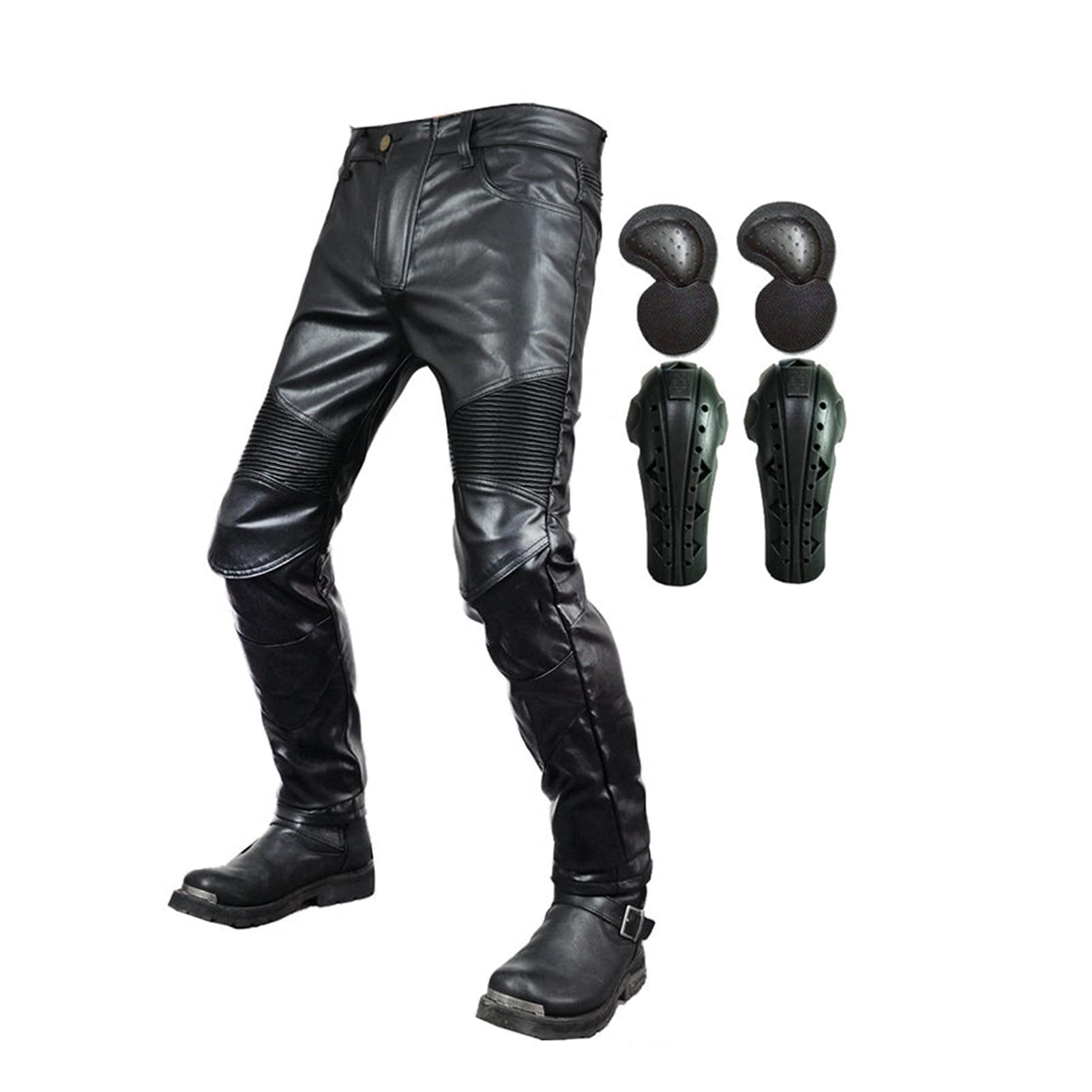 Pantalon De Hockey Pantalon De Moto en Cuir Pantalon D'armure D'équipement De Protection Étendu Pare-Brise Pantalons Moto pour Hommes Et Femmes (XXS-4XL, Doublure Allongée)