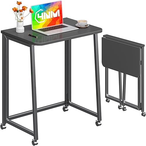 Miniatura 110 de 4NM Escritorio plegable pequeño de 31.6 pulgadas, escritorio plegable de oficina en casa, mesa de estudio para dormitorio pequeño que ahorra natural