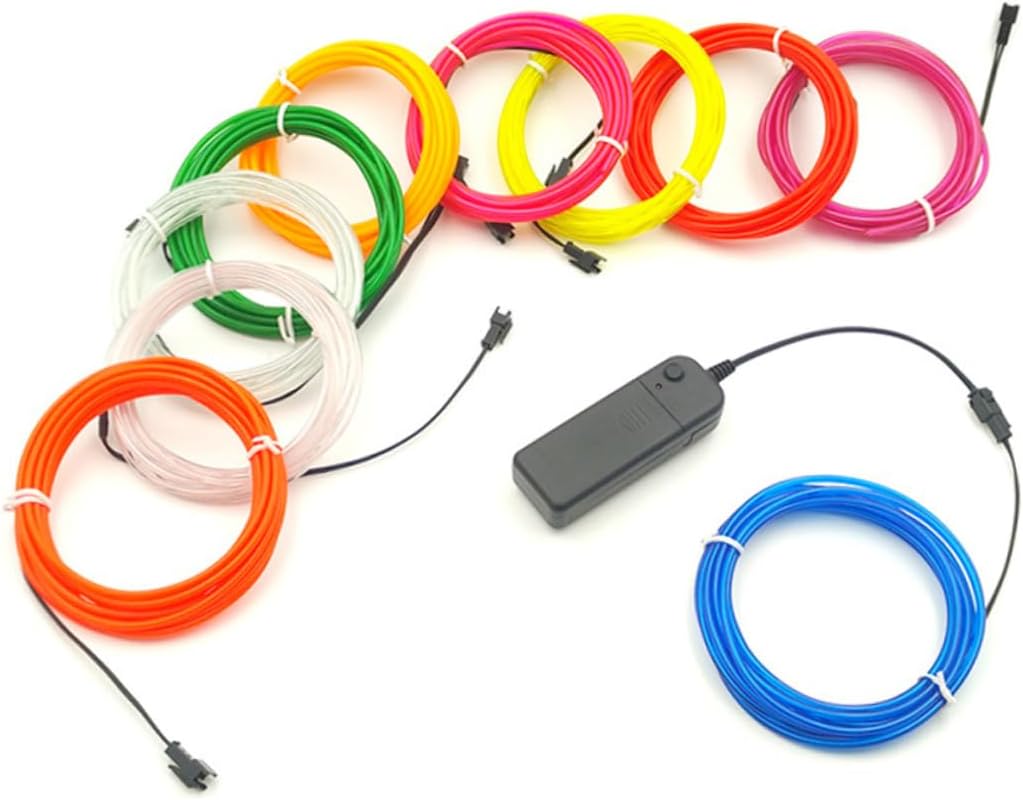 Red El Wire Rope Light Strip Battery Operated Decorative Cable for Car Halloween Christmas Party DIY Eye Catching Illumination Safe
