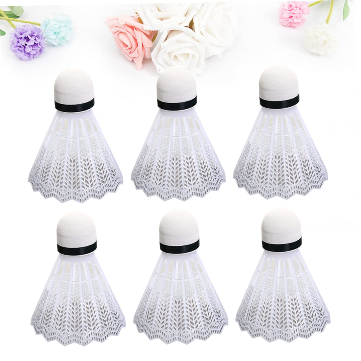 Happyyami 12pcs Durable Plastic Badminton Shuttlecocks for Indoor and Sports Supplies for School Exercise and Family Fun White