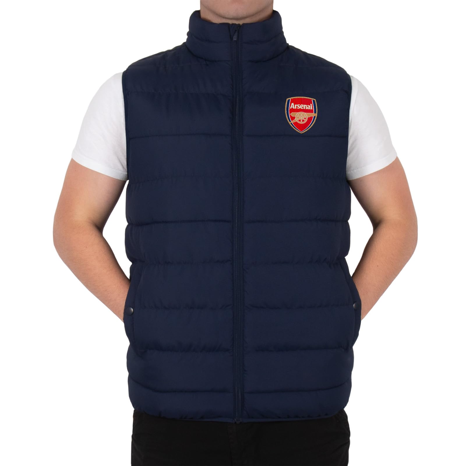 Arsenal F.c. Men's Navy Blue Arsenal Fc Official Football Gift Padded Body Warmer Gilet Xxl