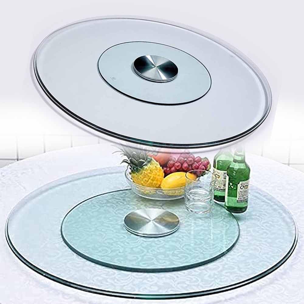 Lazy Susan plateau tournant en verre pour table ronde de salle à manger