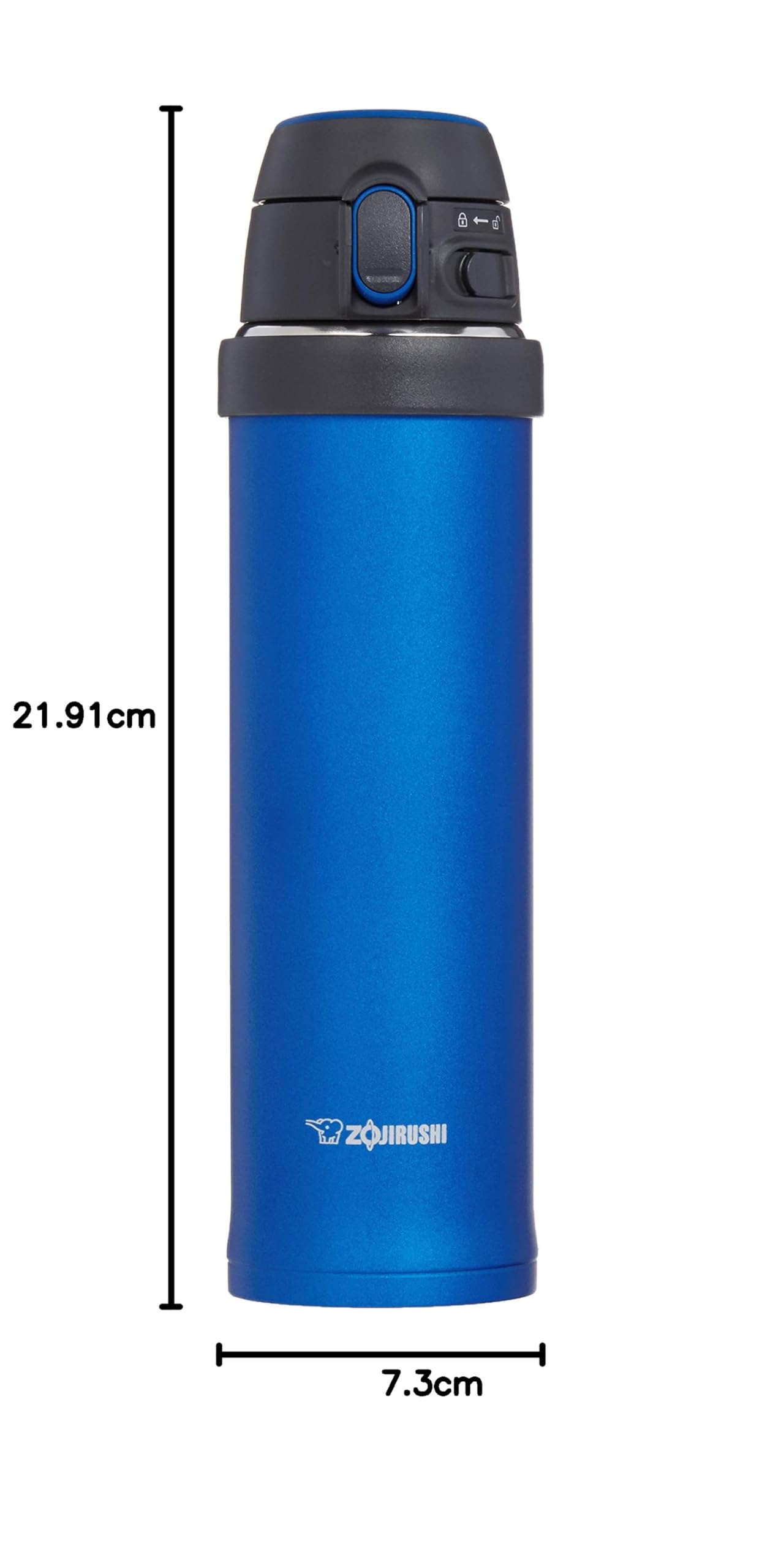 Zojirushi Flip-and-Go - Taza de acero inoxidable (473 ml), color azul cobalto
