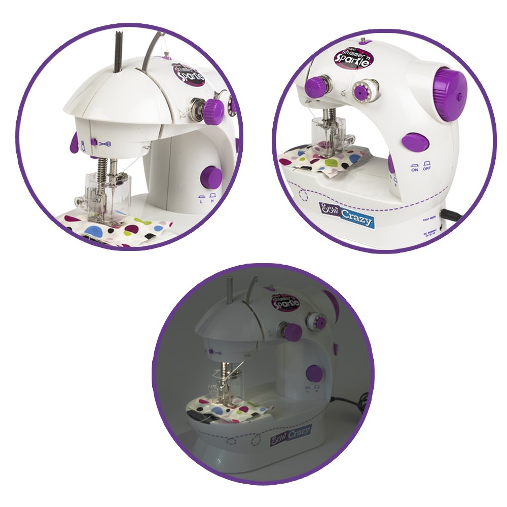 COLORBABY Shimmer N Sparkle 44080 - Máquina de coser infantil con luz y sonido / Kit de costura para niñas, mini máquina de coser portátil / Incluye accesorios para coser, juguetes de diseño de moda