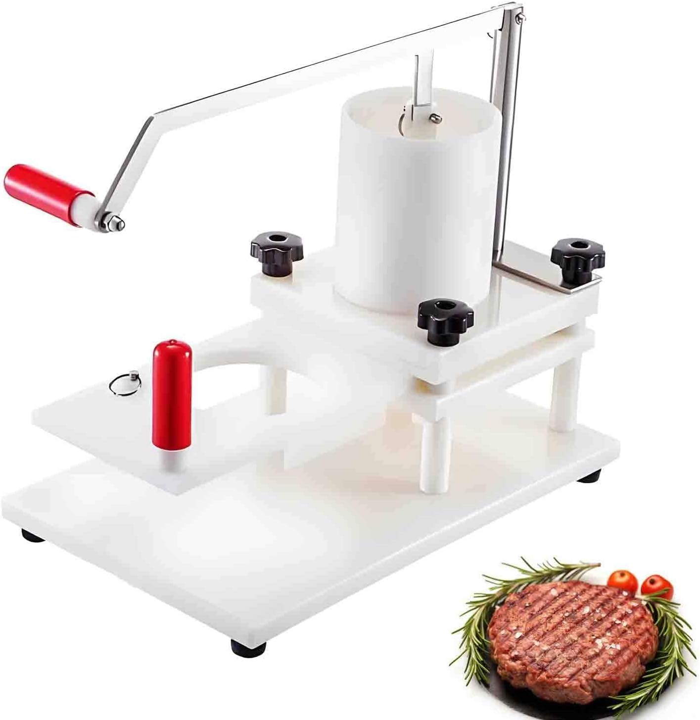 Burgerpresse, manuelle Hamburger-Patty-Maschine, lebensmittelechte Edelstahl-Konstruktion, ideal für schnelle Service-Restaurants und Burgerläden