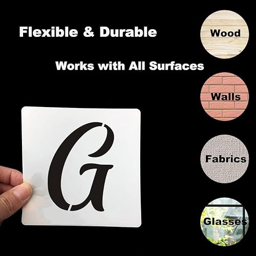 Miniatura 10 de Plantillas de letras del alfabeto de 5 pulgadas para pintar, paquete de 70 plantillas de letras y números con letreros para pintar sobre madera,