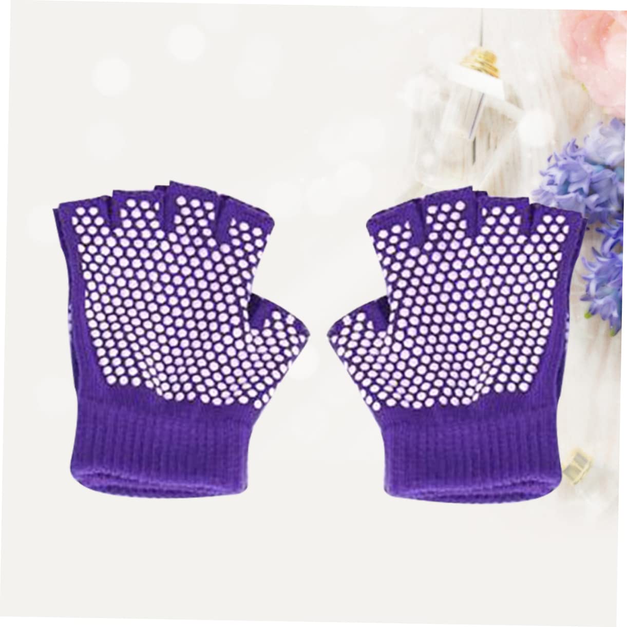 2 pezzi Guanti senza dita Guanti in maglia Guanti neri Guanti ad attrito Tavolo anti in maglia Occhielli da tennis Guanti fitness non intensivo Mezzi guanti antiscivolo Guanti in cotone Yoga