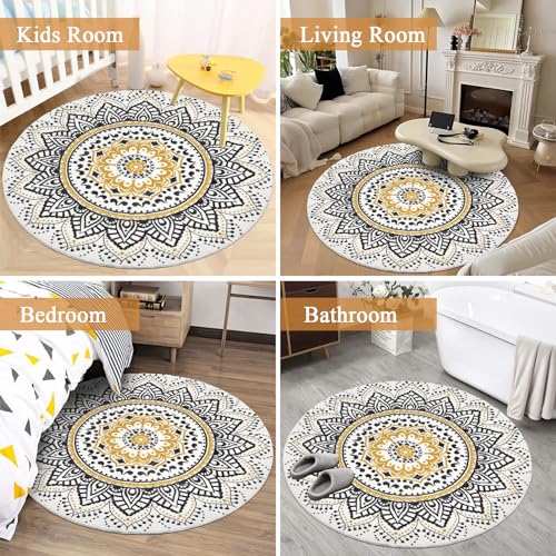Miniatura 6 de Pauwer Alfombra Redonda Grande Para Sala De Estar, 160 Cm, Suave, Esponjosa, Antideslizante, Lavable A Máquina, Mesita De Noche, Para Dormitorio