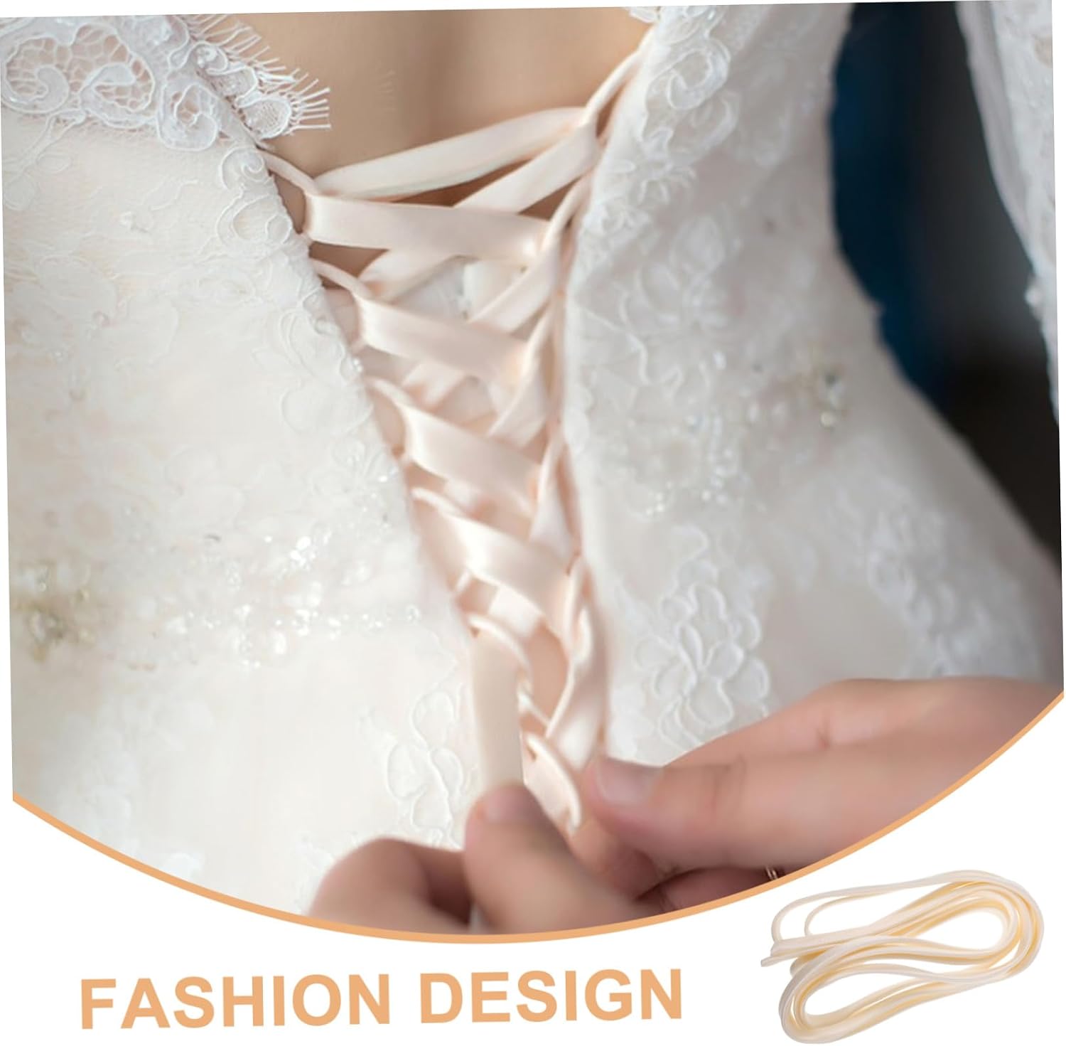 NUOBESTY 5pcs Wedding Dress Cords for Back Lacing Strap Soft Satin Ribbon for Bridal Gown Tying Versatile Use for Fashion Accessories Easy Maintenance Comfortable and Durable