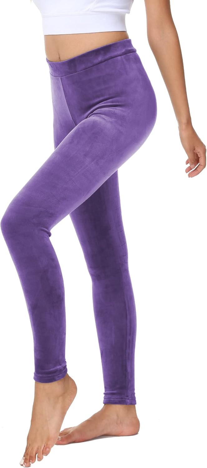 COZZYON Women Velour Leggings, High Waist Soft Leggings Warm Winter Velour Yoga Pants - Image 3