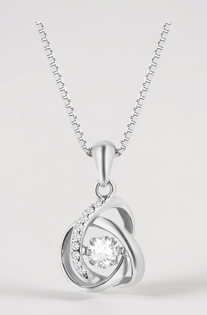 925 Sterling Silver Modern Cubic Zirconia Anti Tarnish Rhodium Plating Pendant Necklace | Gift for Women and Girls | 1 Year Plating Warranty