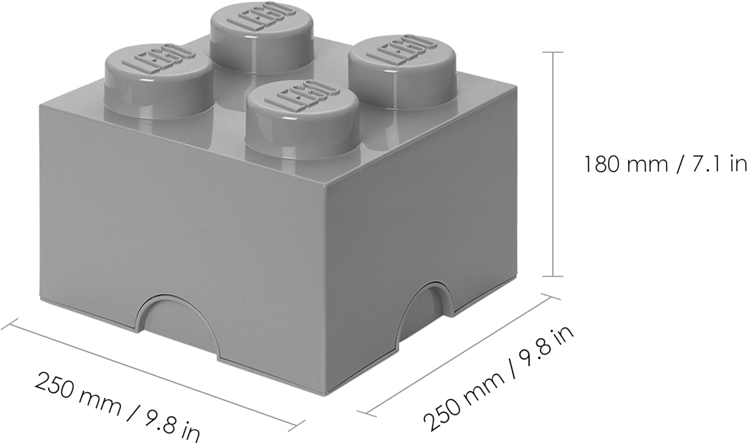 Lego Storage Box Brick 4 DIF Stone Gray