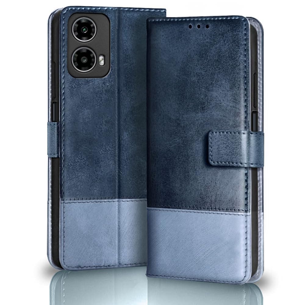 TheGiftKart Flip Back Cover Case for Motorola Moto G34 / G45 5G | Dual-Color Leather Finish | Inbuilt Stand & Pockets | Wallet Style Flip Back Case for Moto G34 / G45 5G (Faux Leather, Blue & Sky) (B0CS2R63FH) Amazon Price History, Amazon Price Tracker