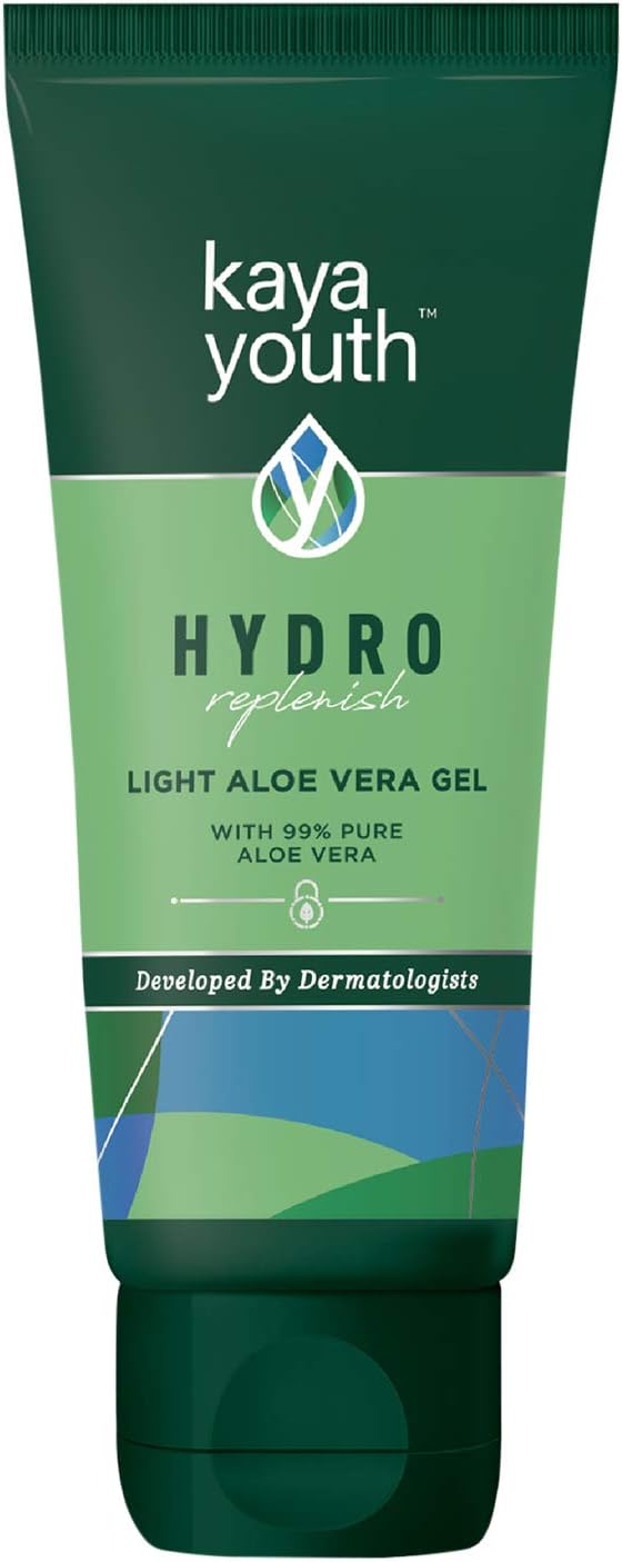 Kaya Youth 99% Pure aloe vera gel for face and body, non-sticky – No Parabens and Sulphates, Crafted By Dermatologists, 100g