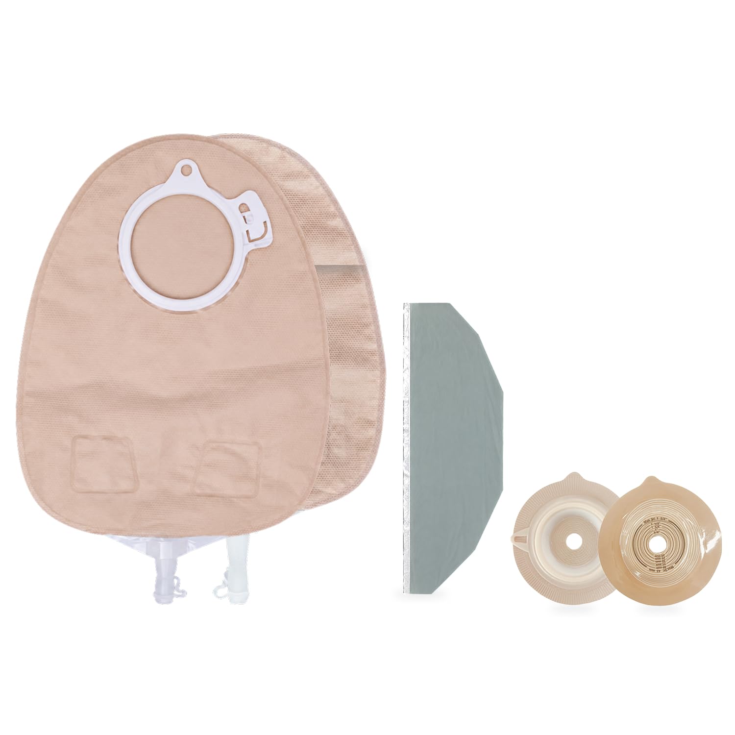 med 17741+16857 60mm light convex base plate + uro opaque drainable bag with inspection window & bath apron, bpc260+u2601 (pack of 2)