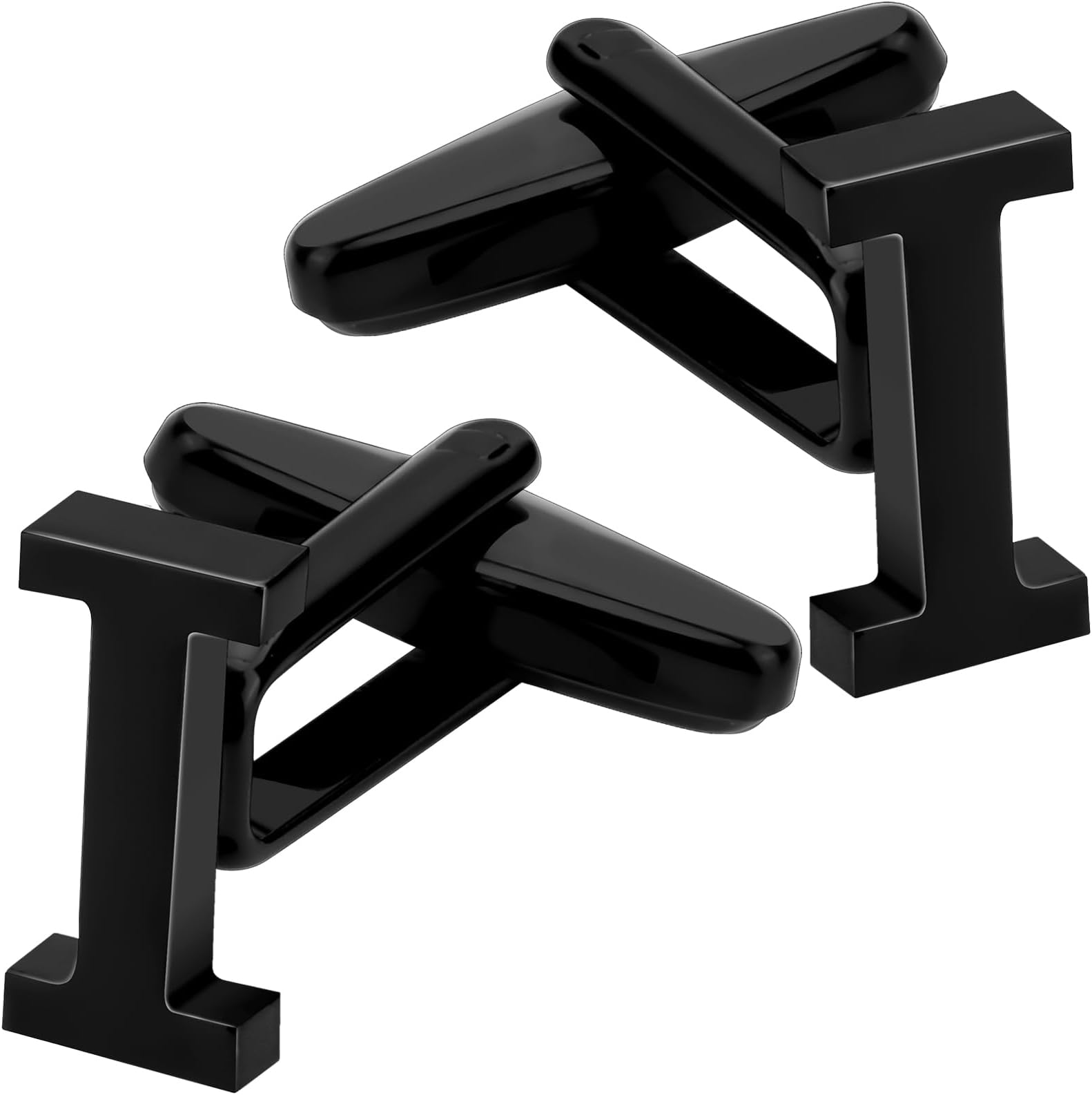 A-Z Initial Cufflink for Men, Classic 18k Gold Silver Black Letter Alphabet Monogram Cuff Links for Wedding Business Party Party