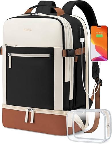 Miniatura 1 de ZOMFELT Mochila de viaje, mochilas de mano aprobadas para vuelos con compartimento para zapatos y bolsillo húmedo, Negro -, Mochila de mano y bolsa