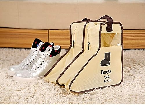 Miniatura 5 de Paquete de 2 bolsas portátiles para almacenamiento de botas, bolsa protectora para botas cortas (beige)