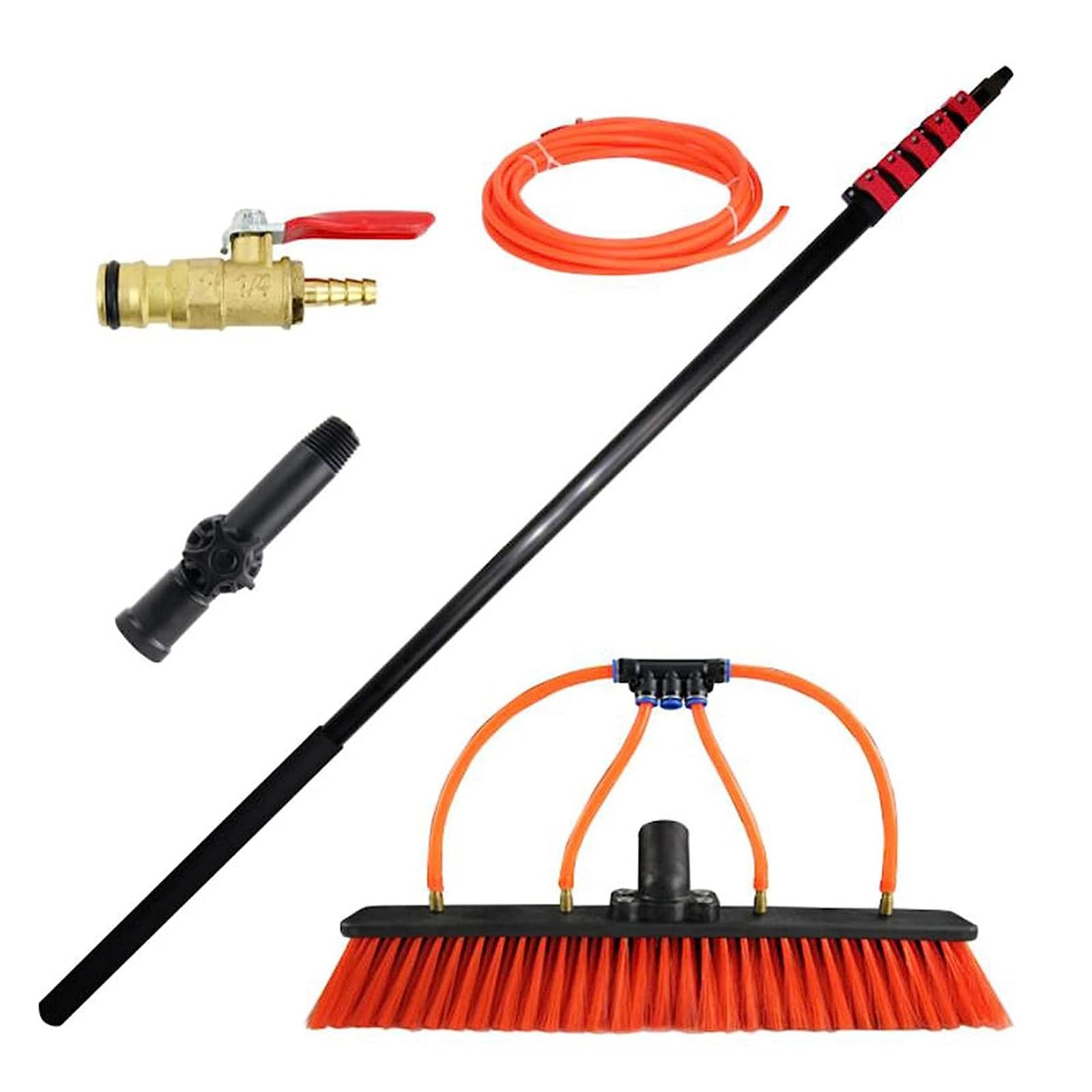 Poteau de nettoyage de vitres extensible de 3,6 à 10,8 m avec brosse à eau pour panneaux solaires