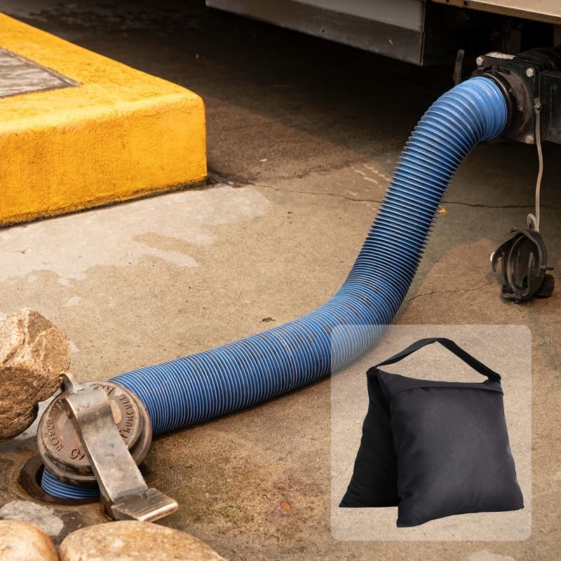 1 Pack RV Sewer Weight Bag - Hose Support Device Hose Weights Bag - Sandbags Weight Bags Reduce Accidental Spillage & Prevent Waste Lines from Dislodging (Black)